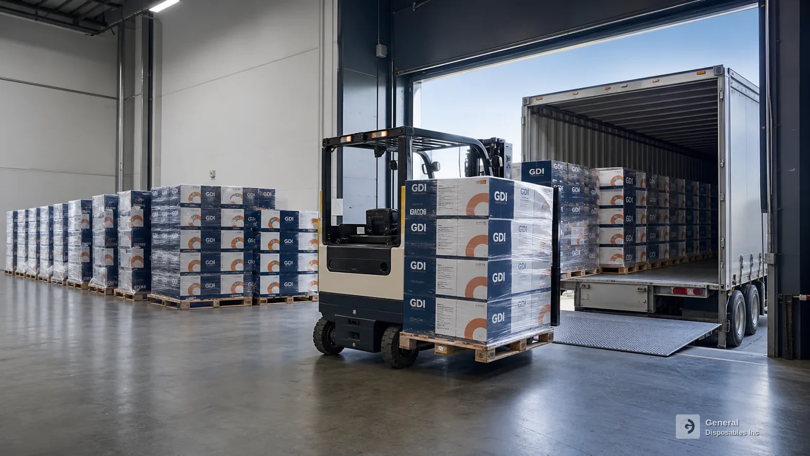 GDI glove pallets being loaded into a truck