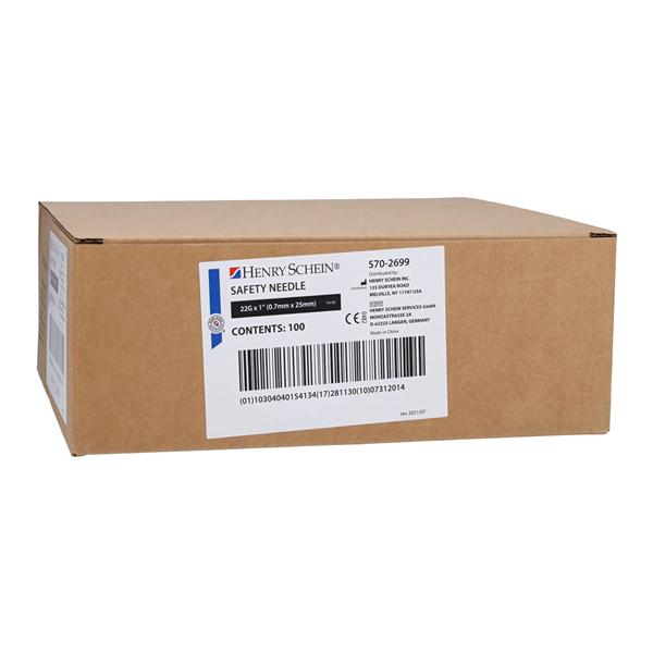 Henry Schein Safety Needle — 22G × 1 in