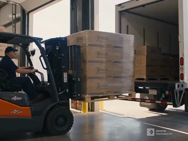 GDI glove pallets being loaded into a truck